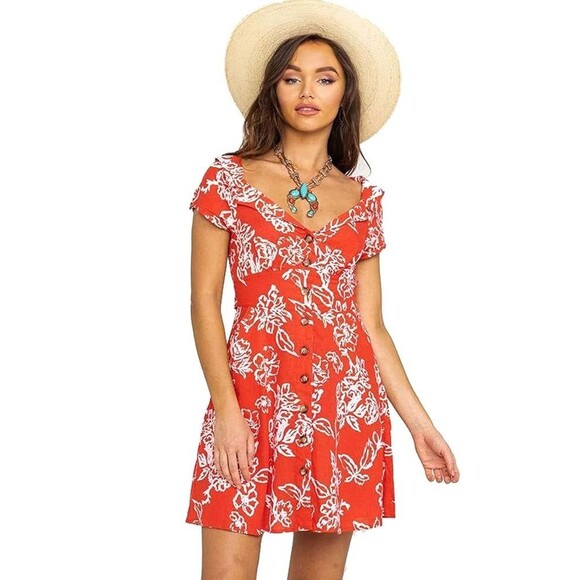 Free People A Thing Called Love Minidress Cherry Combo Size 0 - Picture 1 of 11